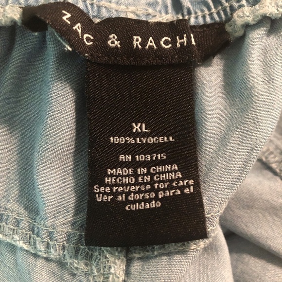 NWT Zac & Rachel XL Blue Relaxed Chambray Wide Leg Cargo Pants Lyocell - Picture 5 of 5